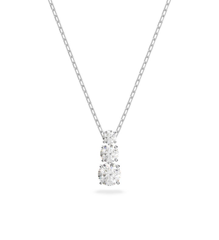 Stilla Attract Pendant, Round Cut, White, Rhodium Plated