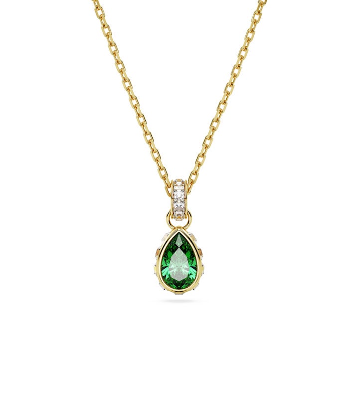 Chroma Pendant, Pear Cut, Green, 18k Gold Finish