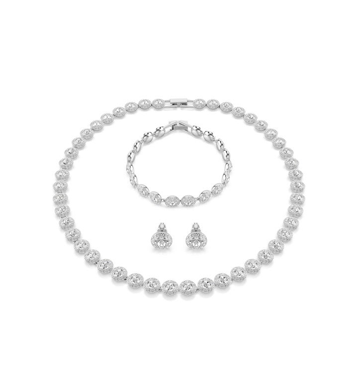 Una Angelic Set, Set  3 , Round Cut, White, Rhodium Plated