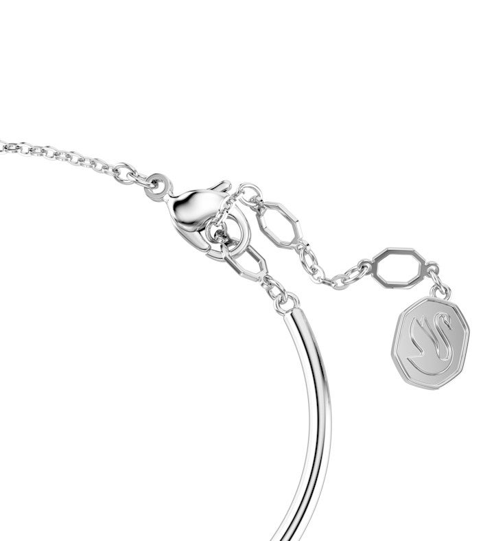 Constella Bangle, Round Cut, Dancing Stone, White, Rhodium Plated