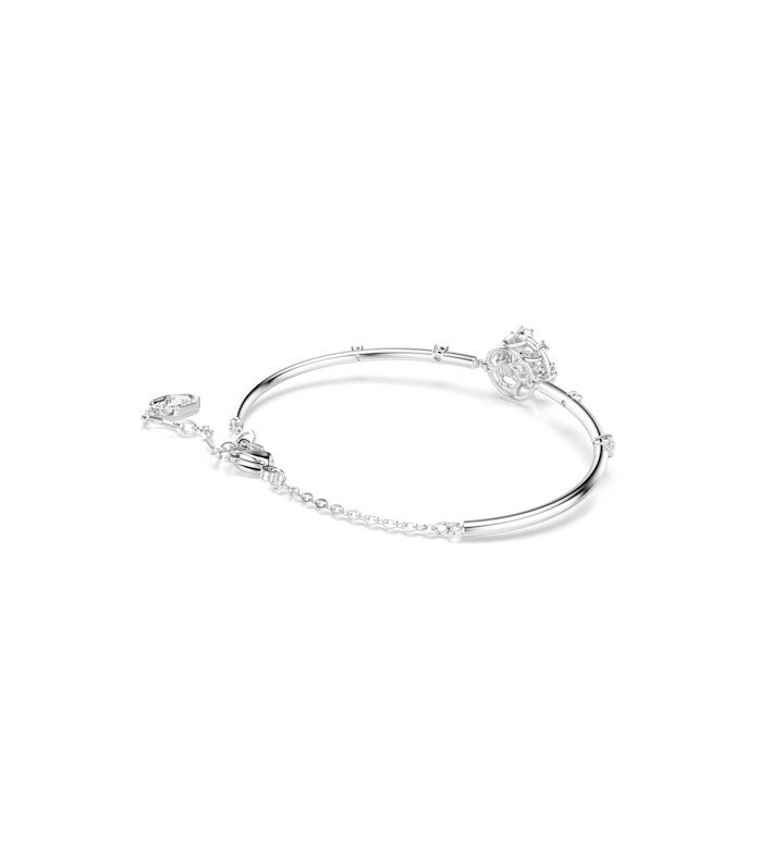 Constella Bangle, Round Cut, Dancing Stone, White, Rhodium Plated