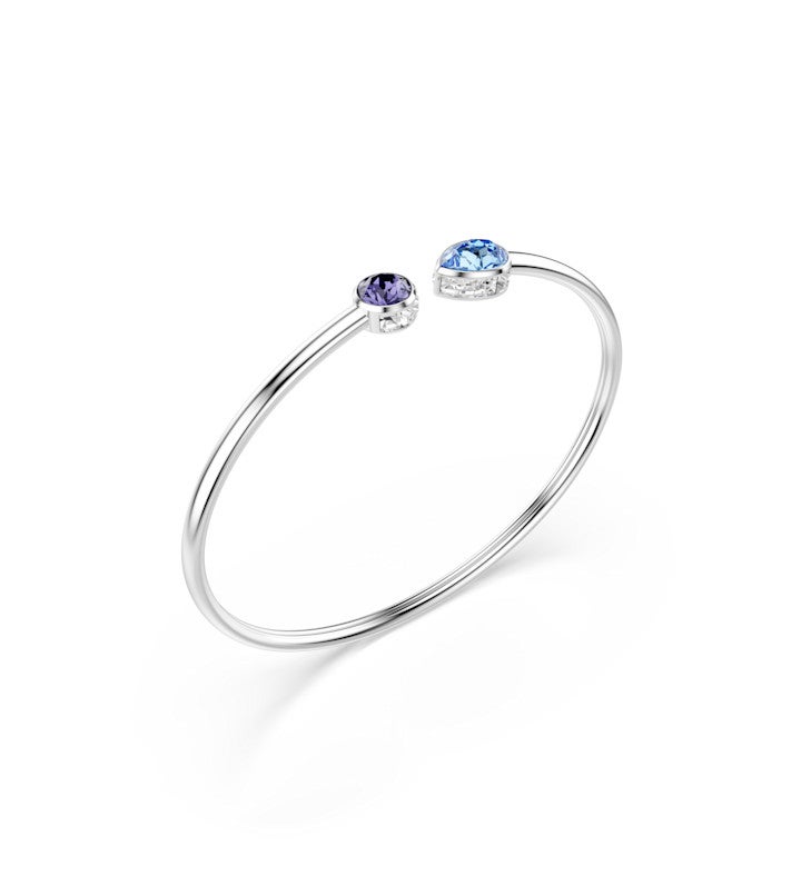 Chroma Bangle, Mixed Cuts, Multicolored, Rhodium Plated