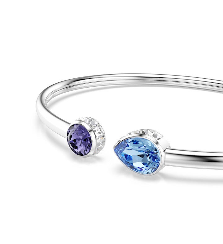 Chroma Bangle, Mixed Cuts, Multicolored, Rhodium Plated