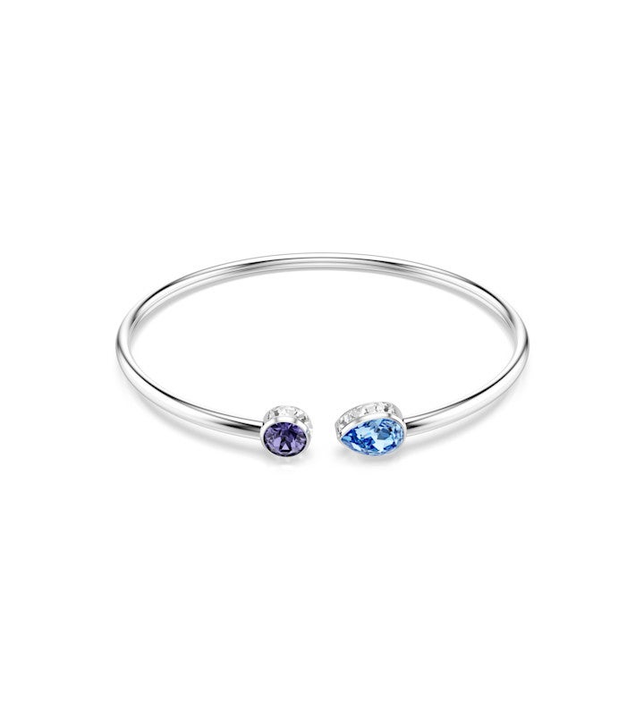 Chroma Bangle, Mixed Cuts, Multicolored, Rhodium Plated