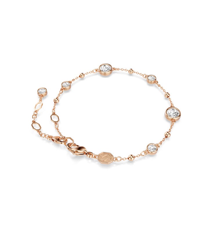 Imber Bracelet, Round Cut, White, 18k Rose Gold Finish