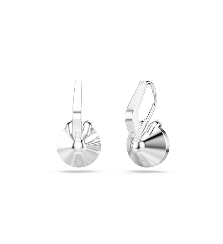 Bella V Drop Earrings, Round Cut, Blue, Rhodium Plated