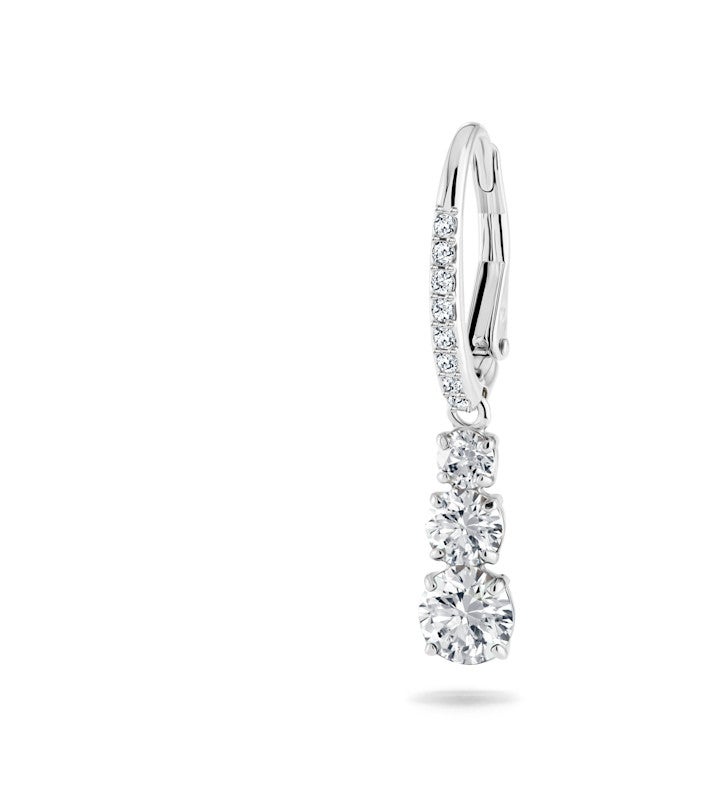 Stilla Attract Hoop Earrings, Round Cut, White, 18k Gold Finish
