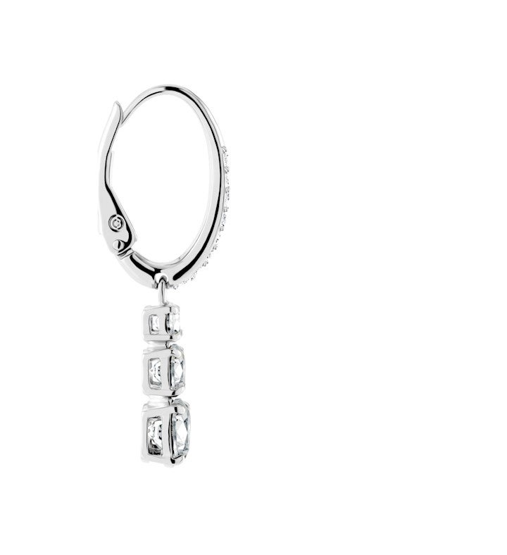Stilla Attract Hoop Earrings, Round Cut, White, 18k Gold Finish