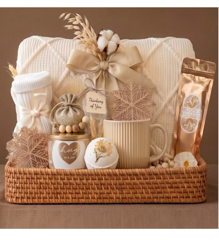 Luxury Cozy Comfort Gift Basket   Self Care Gift Box For Her