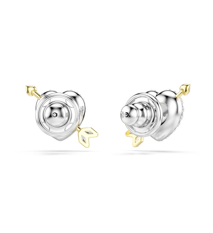 Swarovski Idyllia Stud Earrings, Mixed Cuts, Heart With Arrow, White