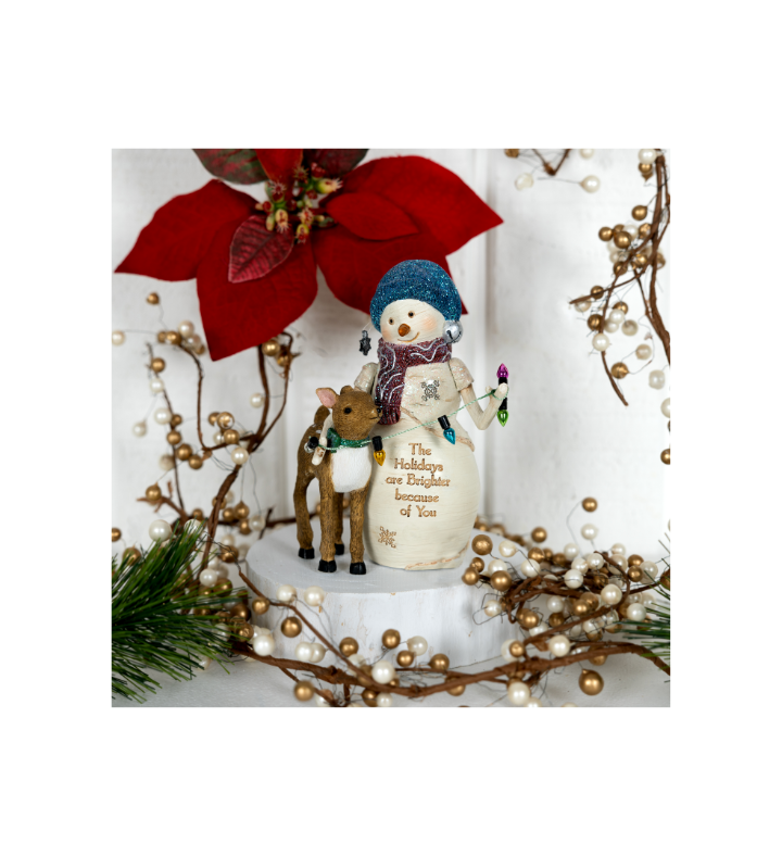 Snowman With Deer Holiday Keepsake