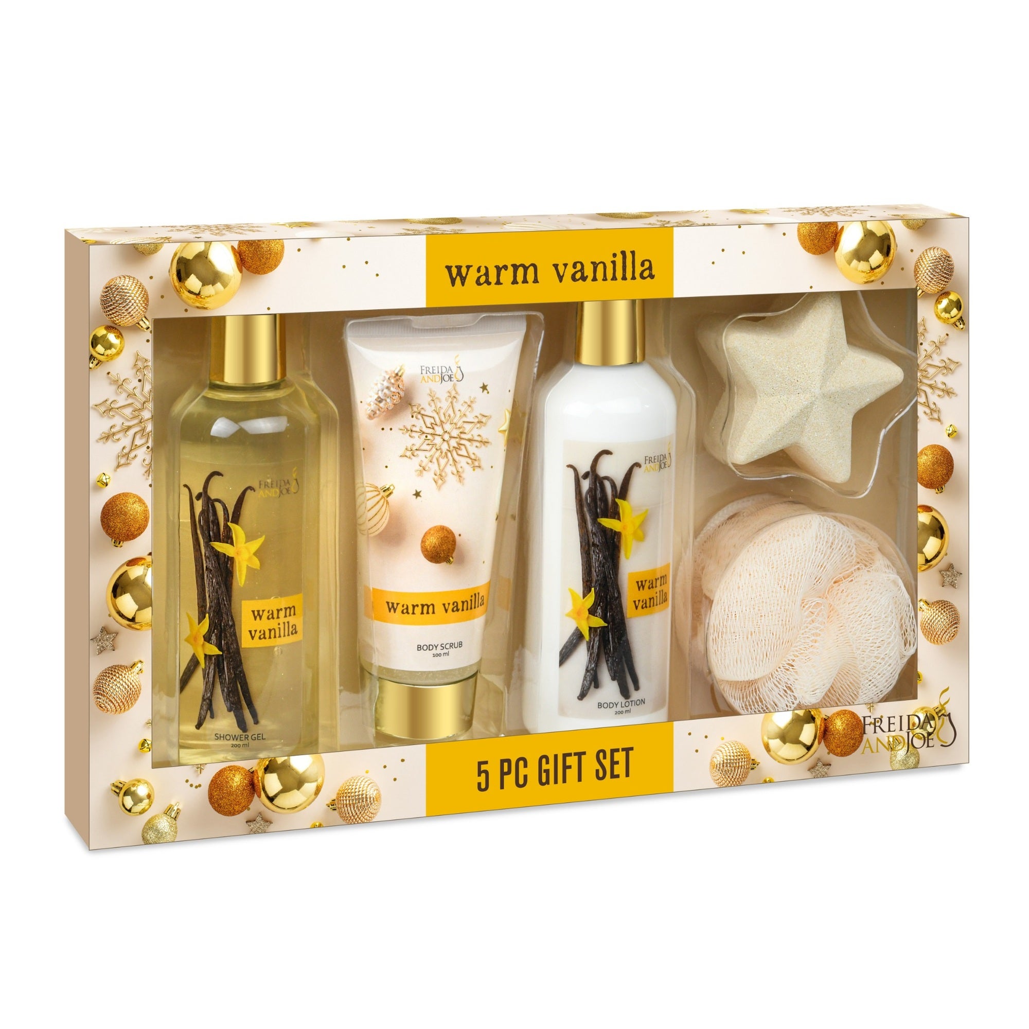 Freida & Joe Warm Vanilla Bath And Body Gift Set For Women, 5 Piece Set