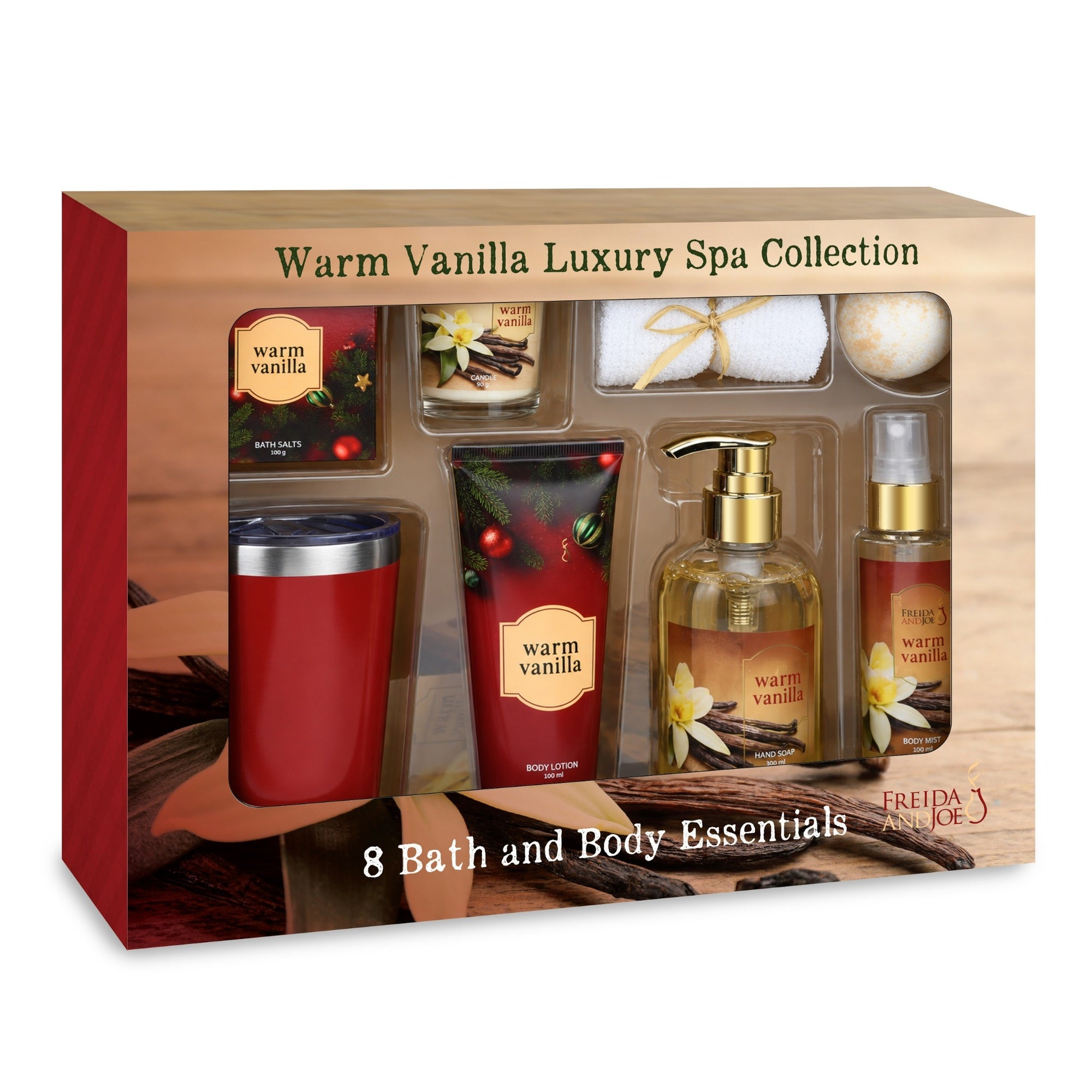 Freida & Joe Warm Vanilla Bath And Body Gift Set, 8 Piece Set