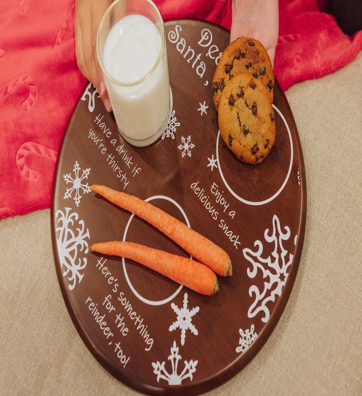 Dear Santa Milk & Cookies Stained Parawood Serving Tray