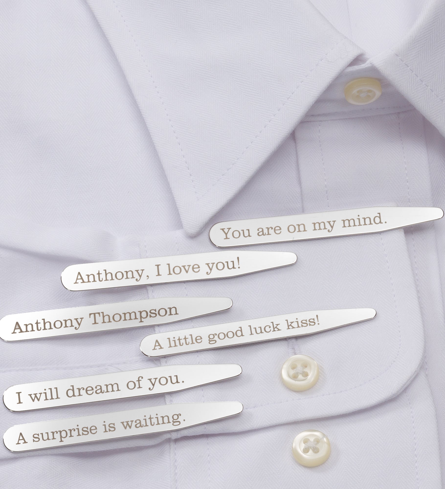 Secret Message Personalized Collar Stays Set of 3