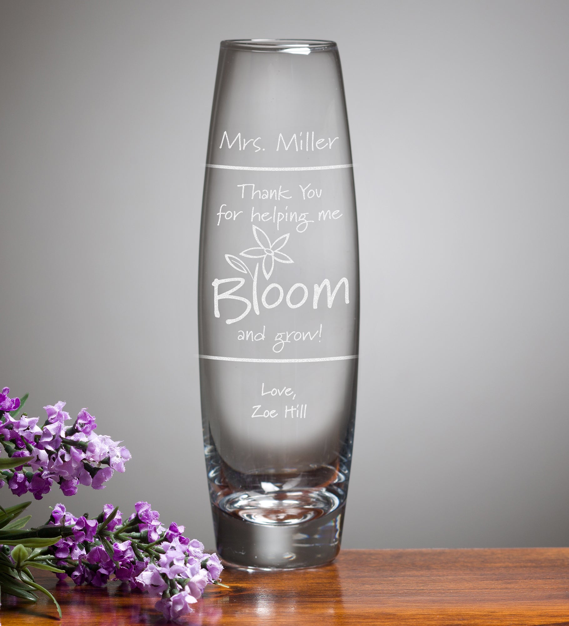 Bloom and Grow Personalized Curved Bud Vase
