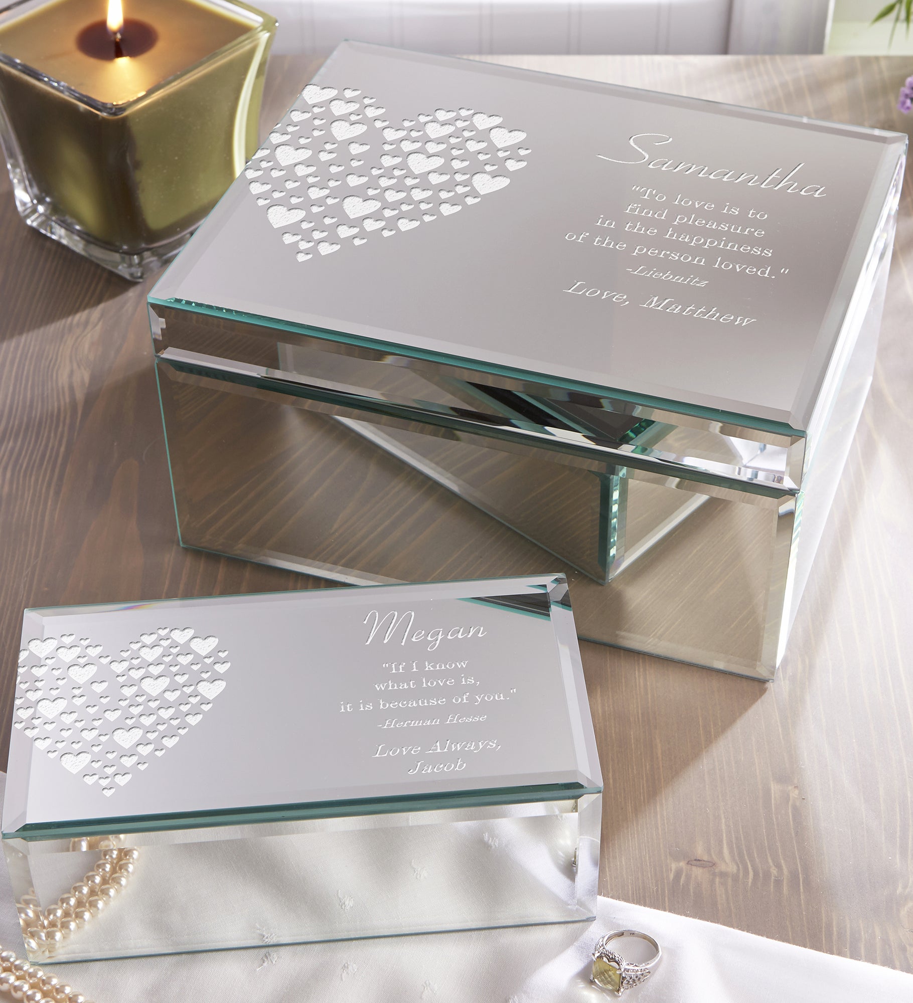 Love Is Kind Engraved Mirrored Storage Box