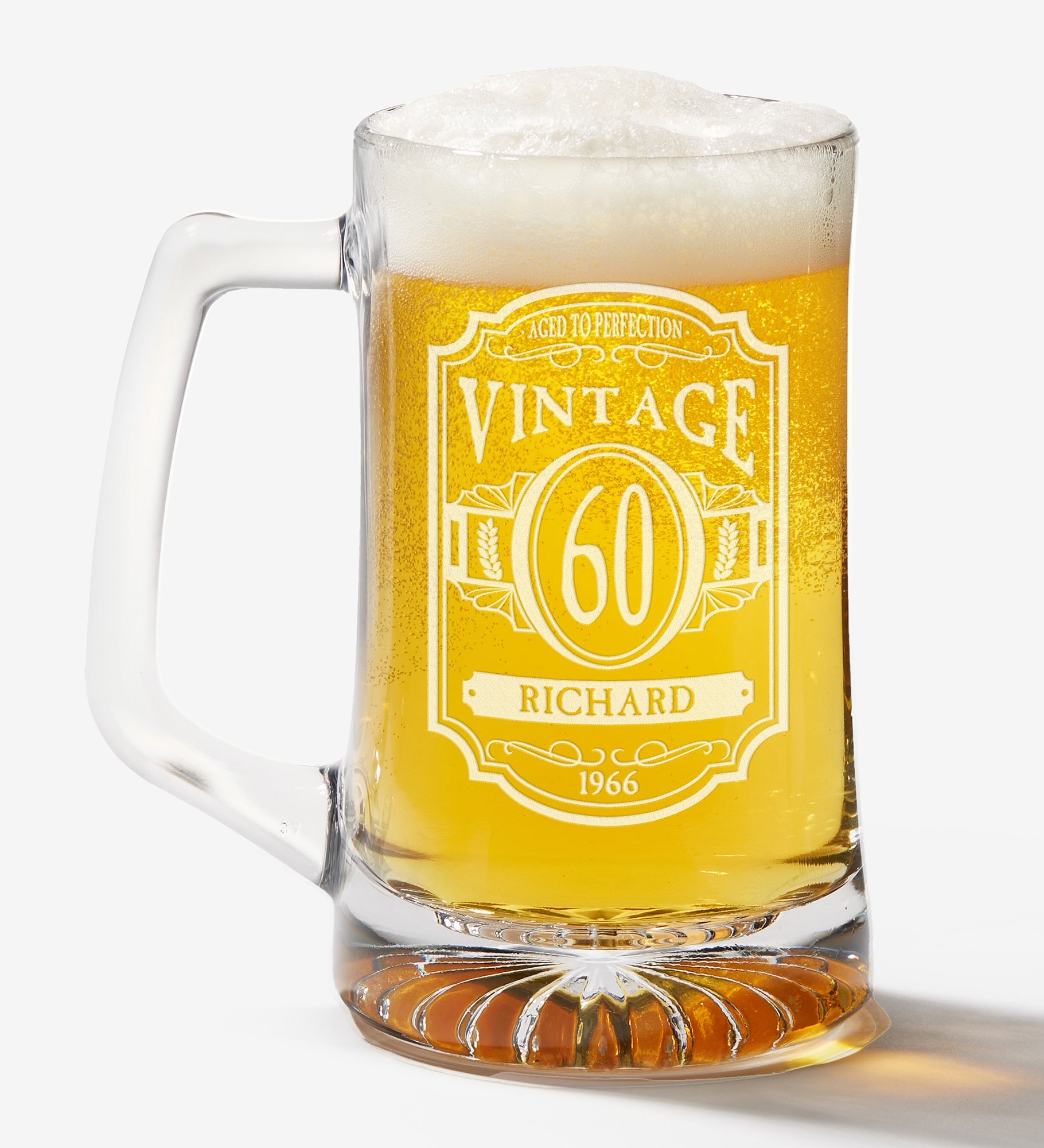 Vintage Personalized Deep Etched Beer Mug