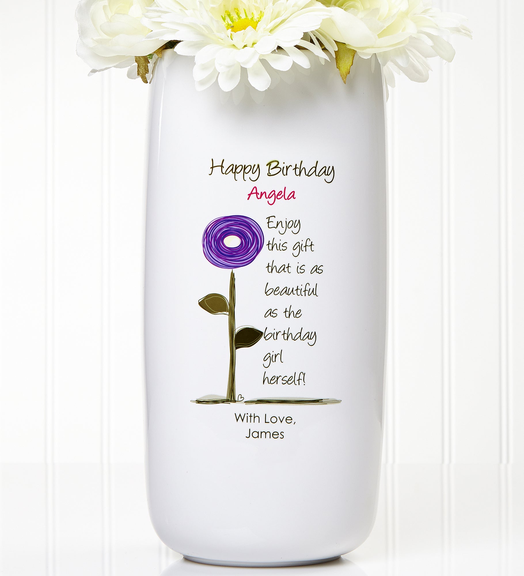Birthday Blooms Personalized Ceramic Vase