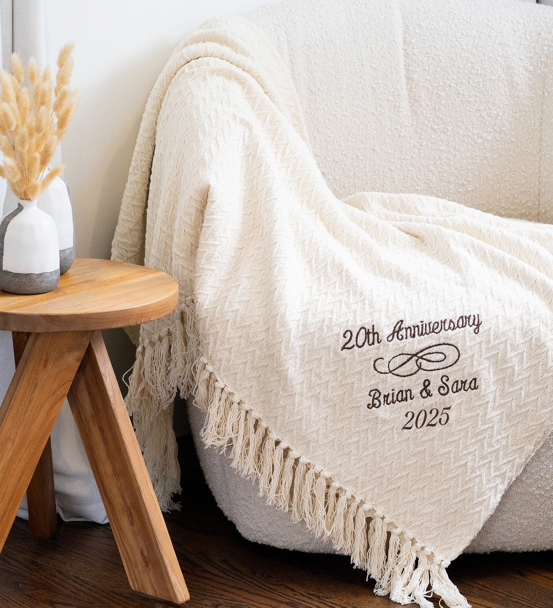 Happy Anniversary Embroidered Afghan