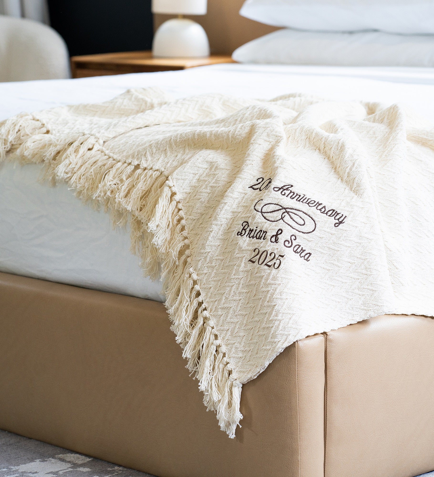Happy Anniversary Embroidered Afghan