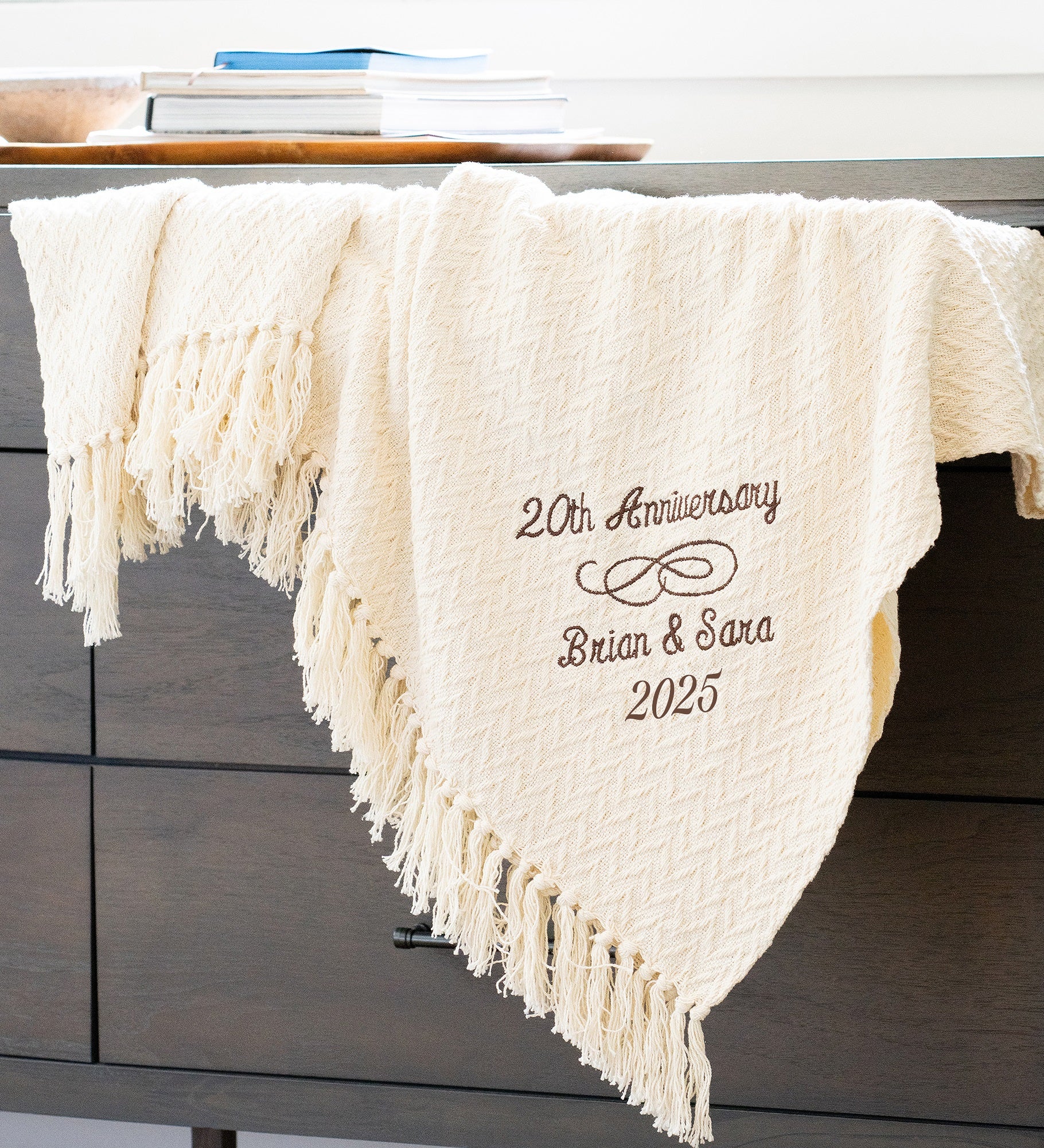 Happy Anniversary Embroidered Afghan