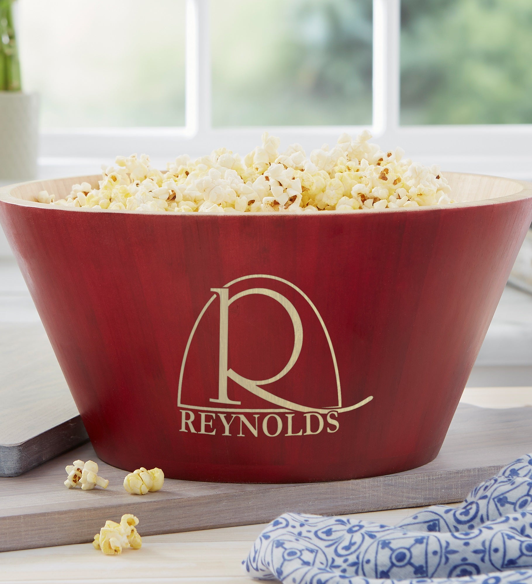 Monogram Elegance Bamboo Personalized Serving Bowl