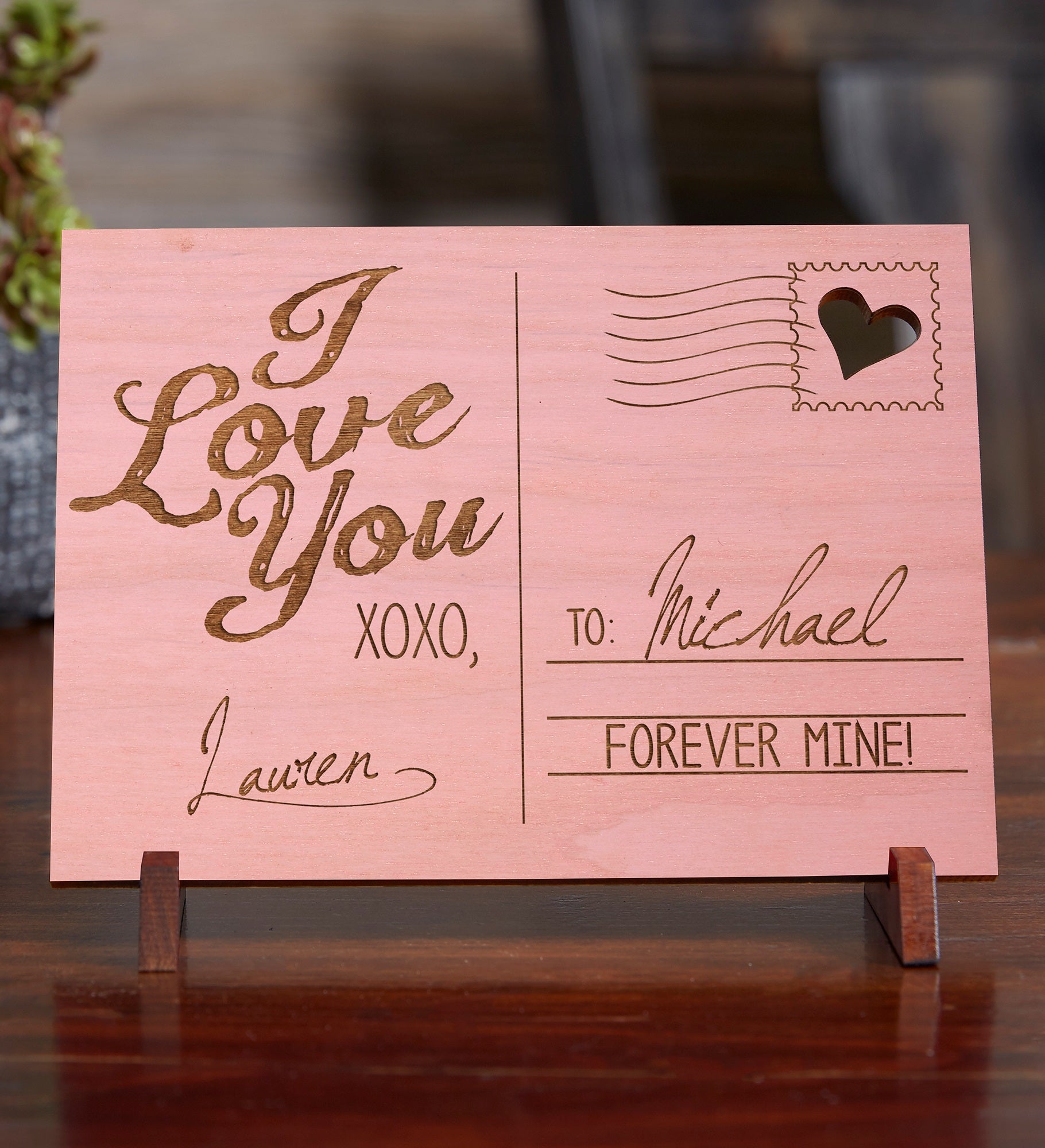 Sending Love Personalized Wood Postcard
