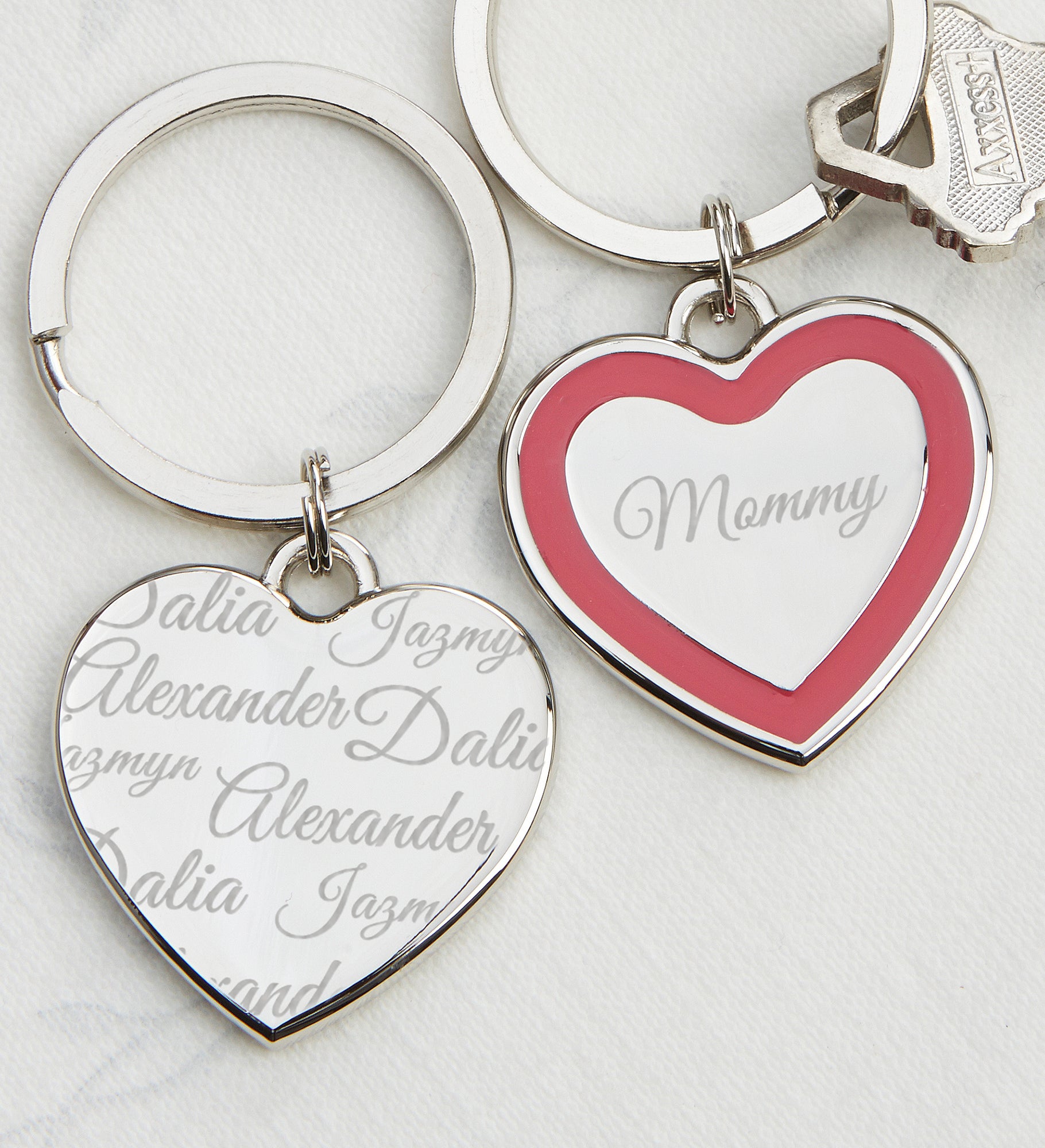 Loved By Mom Personalized Heart Keychain