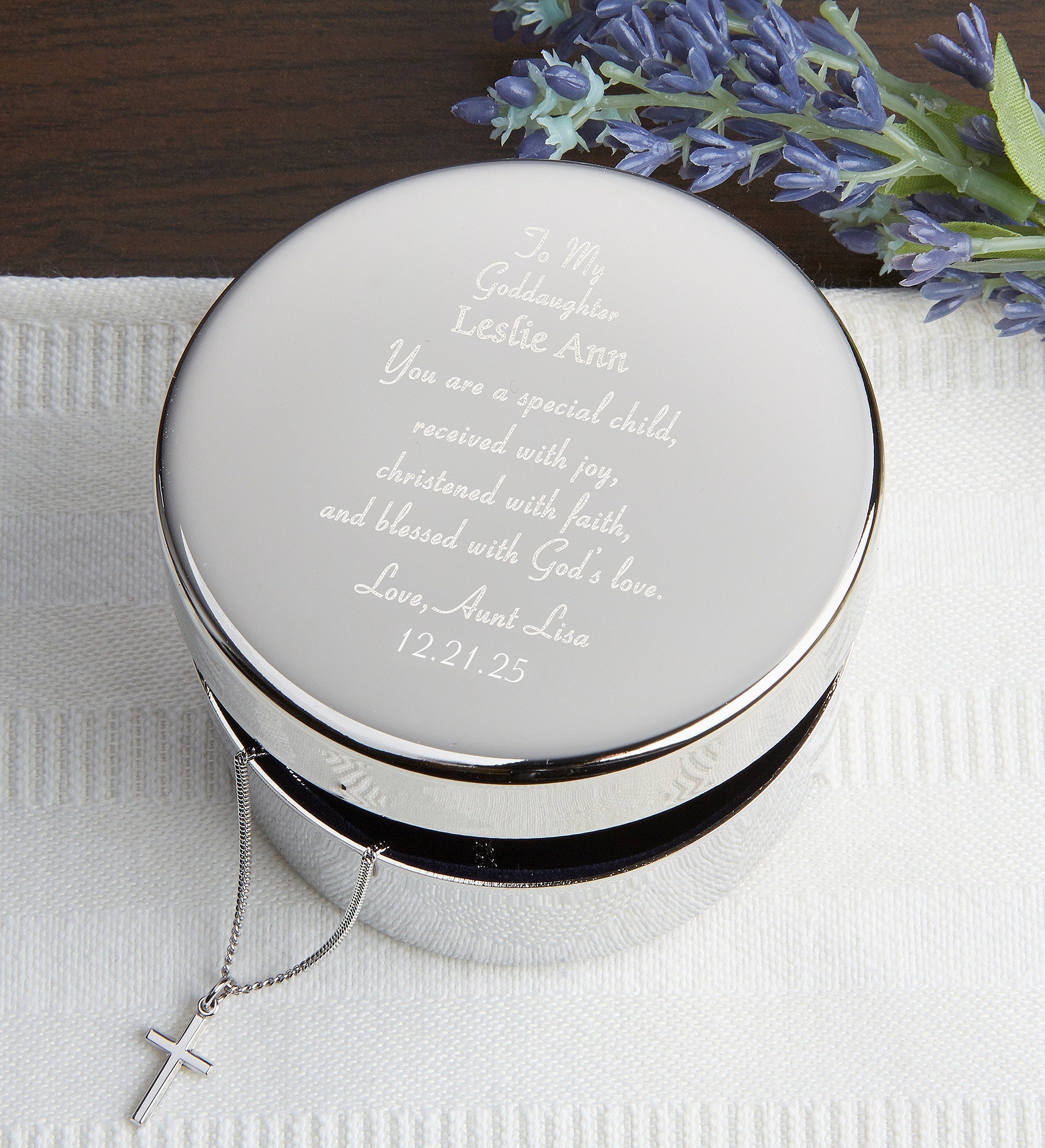 Baby's First Cross & Engraved Keepsake Box