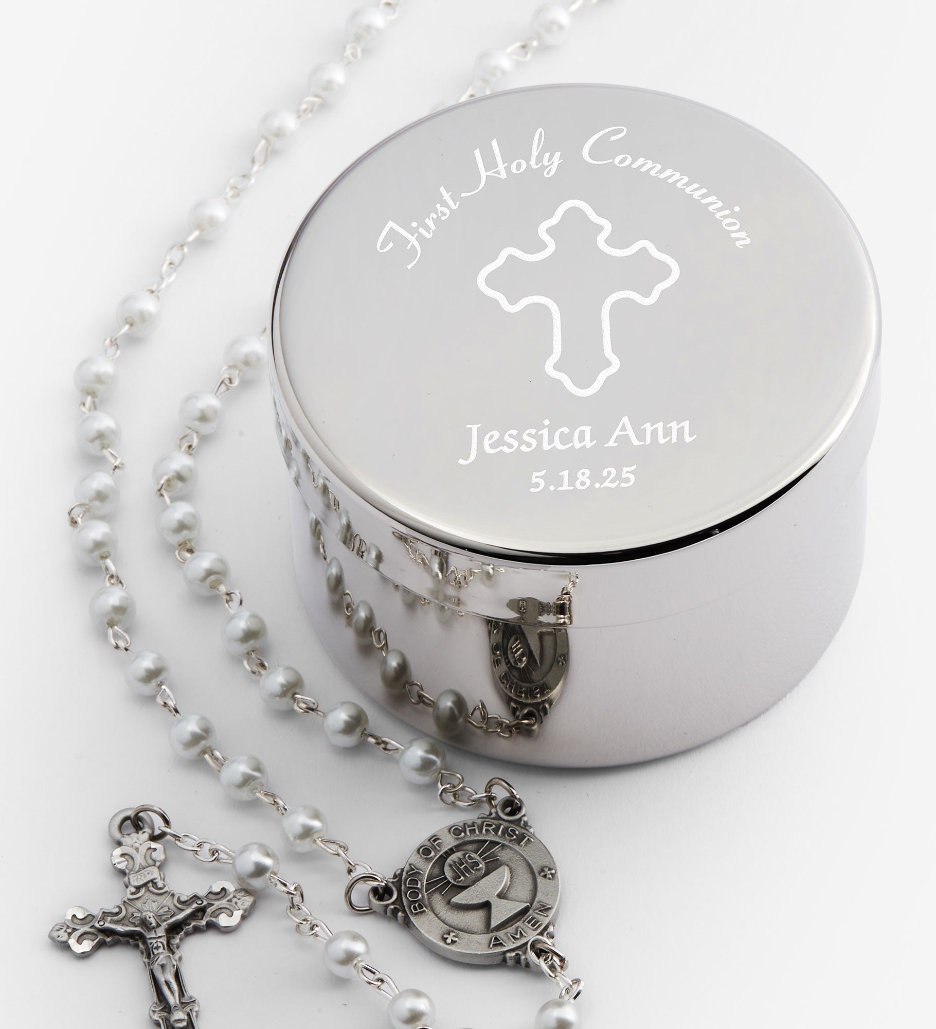 Communion Engraved Rosary Case