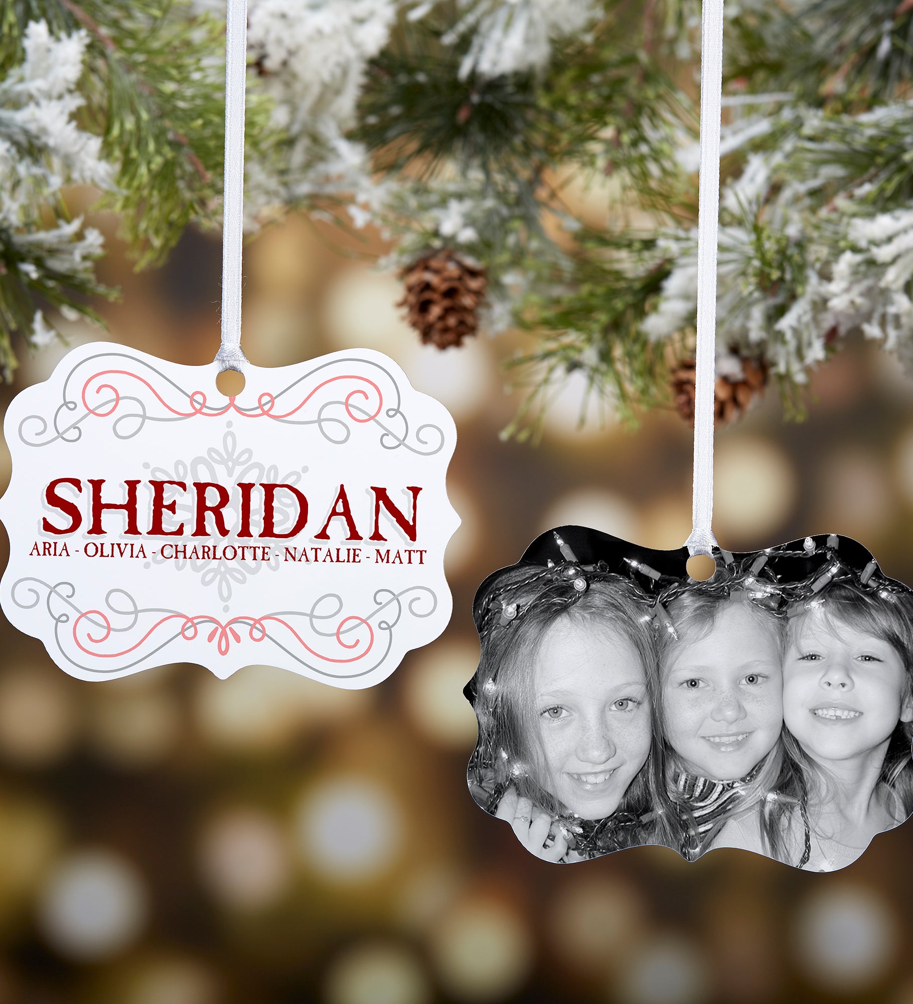 Family Swirl Photo 2-Sided Ornament