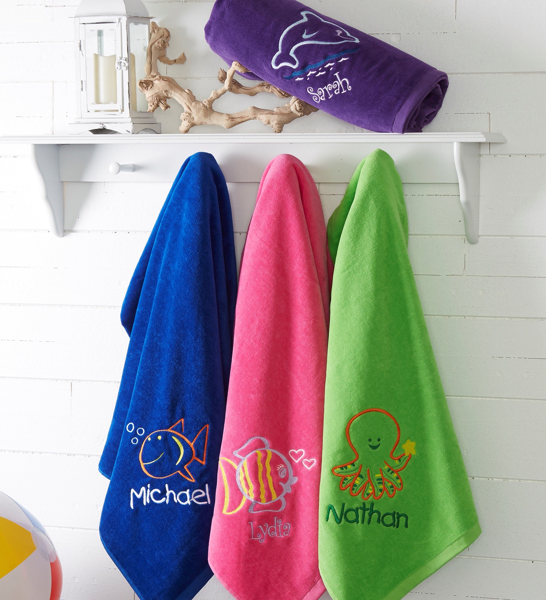 Go Fish! Embroidered Beach Towels