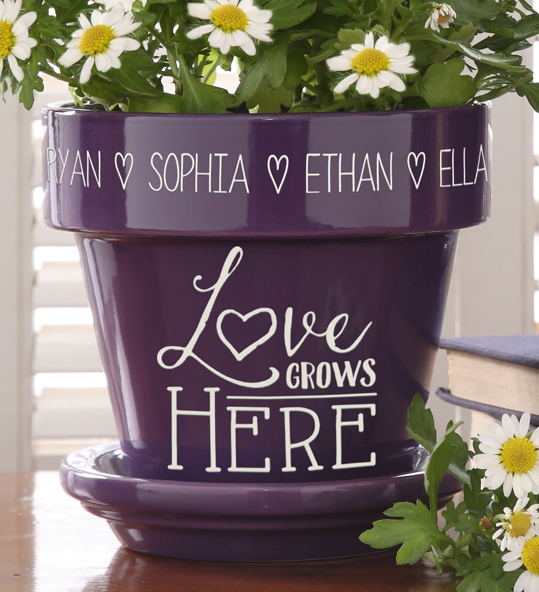 Love Grows Here Personalized Flower Pot