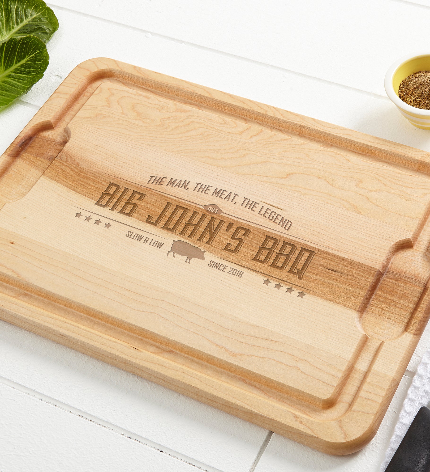 The Man,The Meat,The Legend Personalized Hardwood Cutting Boards