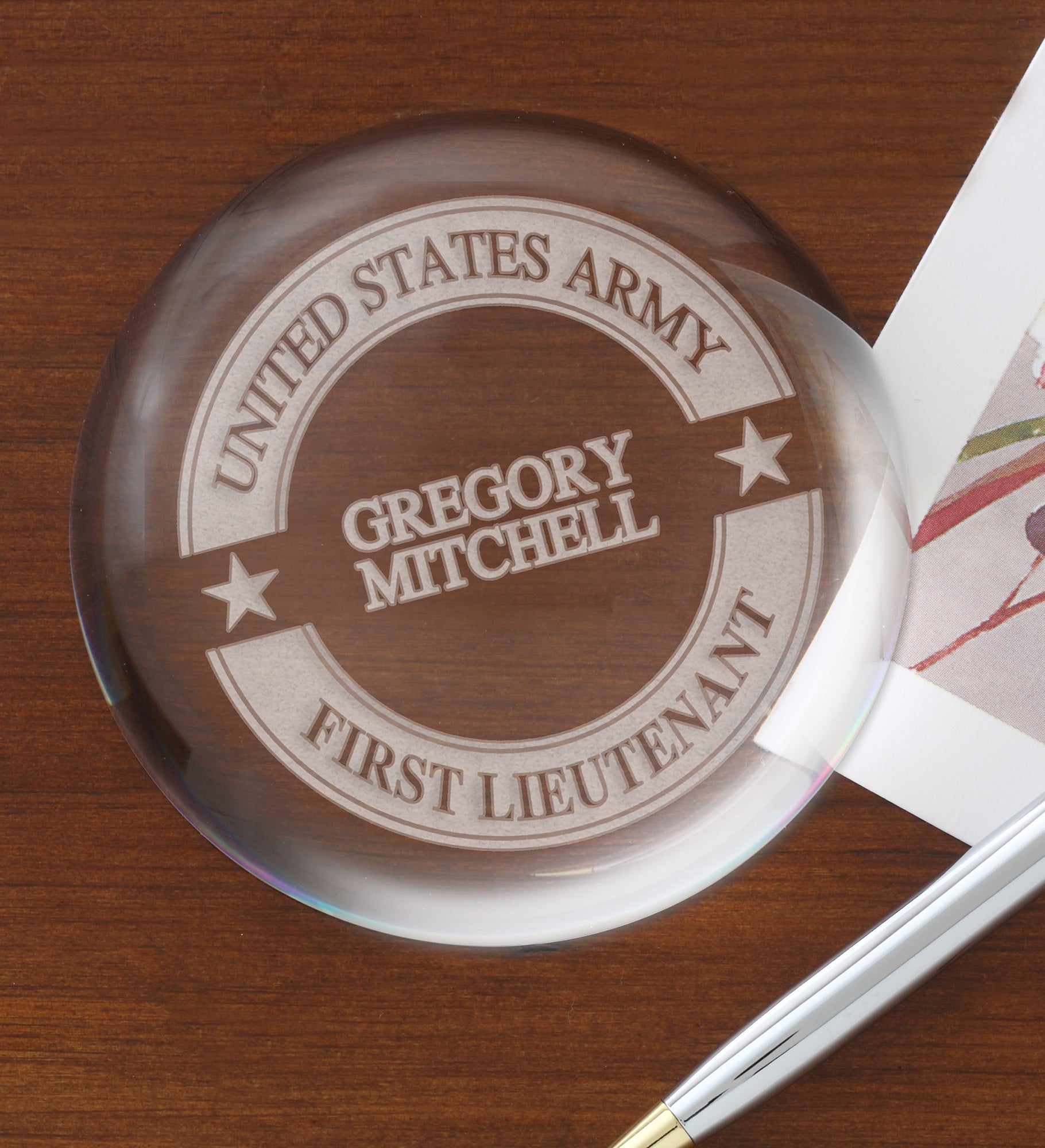 Military Personalized Crystal Prism Paperweight