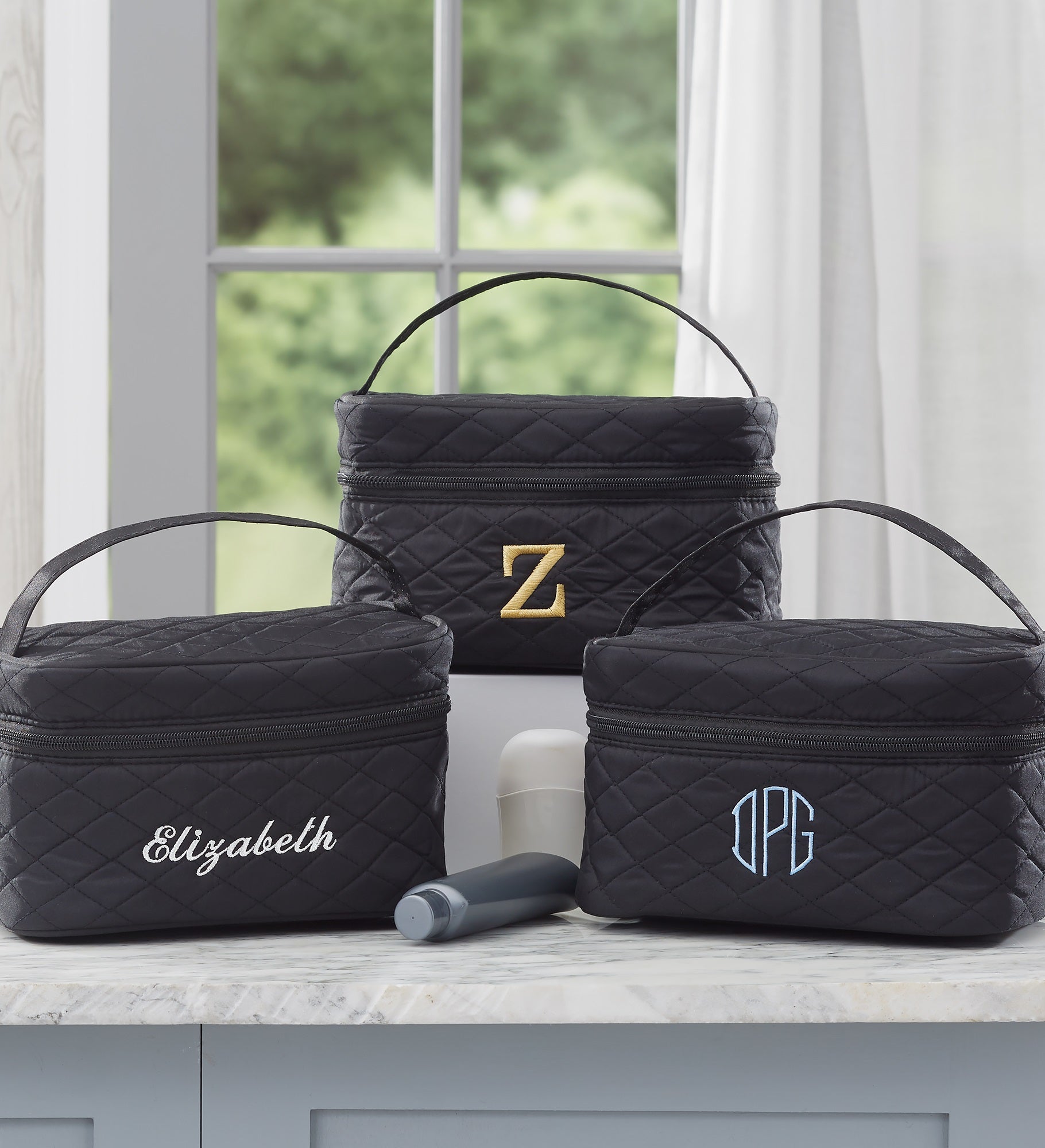 Embroidered Quilted Train Case