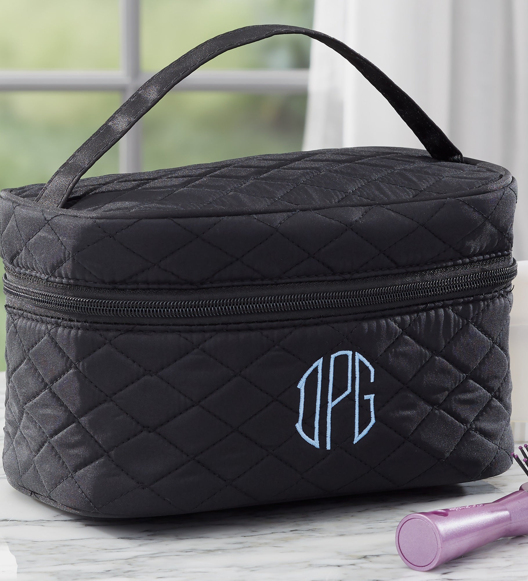 Embroidered Quilted Train Case