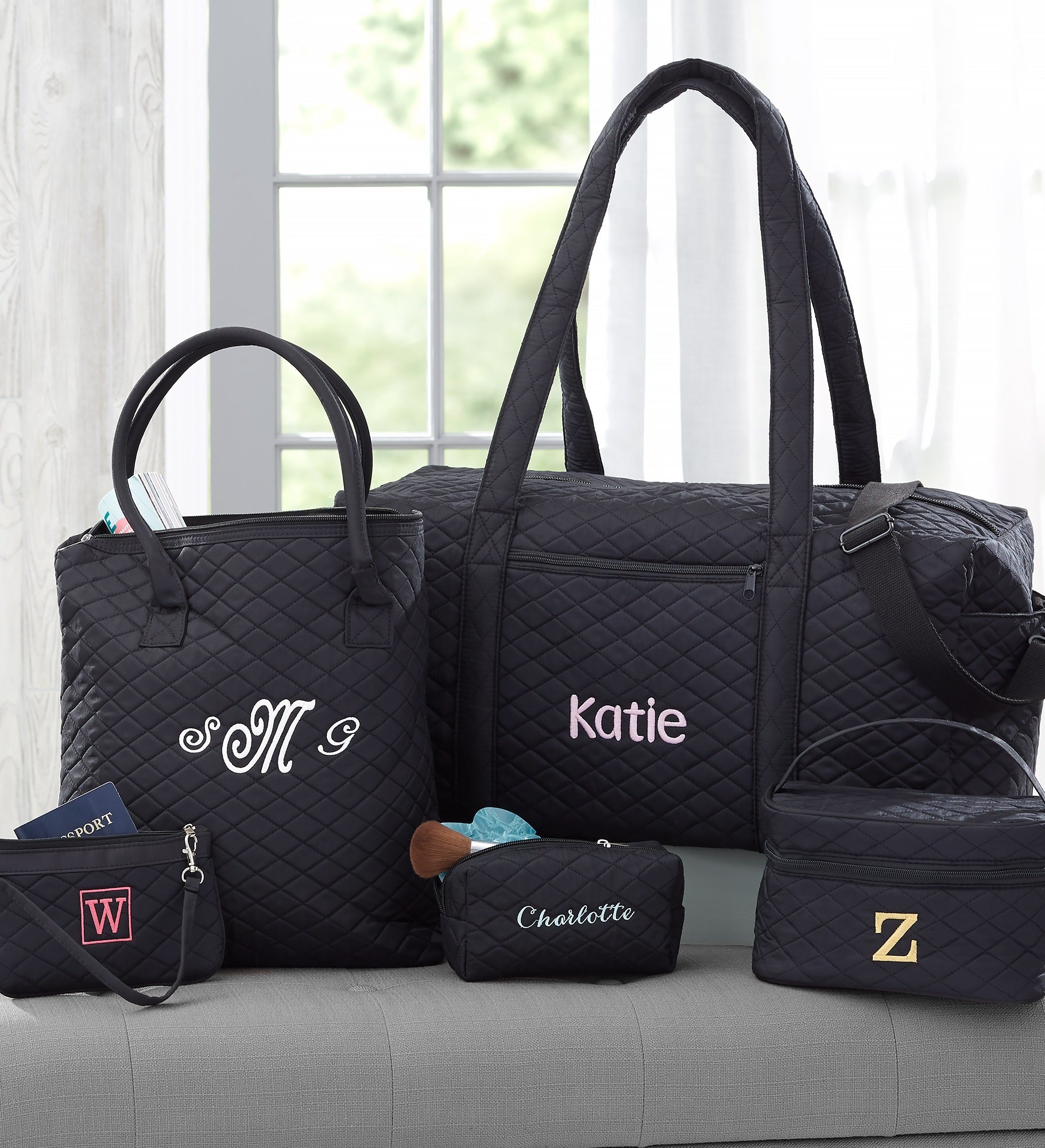 Embroidered Quilted Train Case