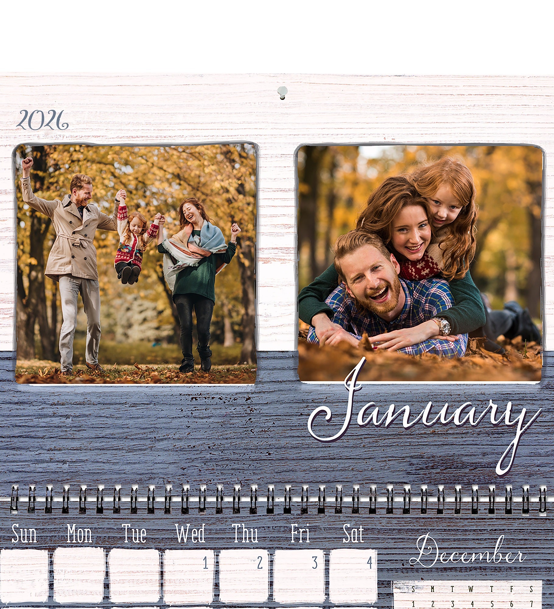 Family Love Rustic Personalized Photo Wall Calendar