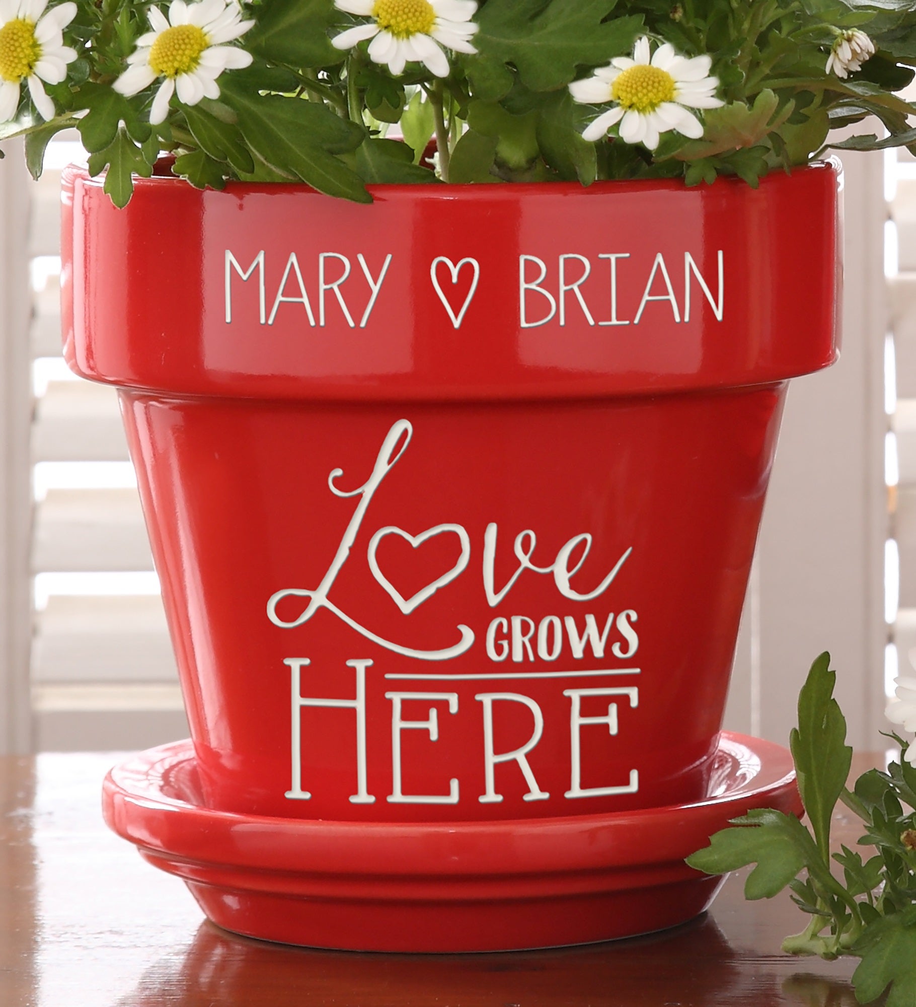 Love Grows Here Couples Personalized Flower Pot