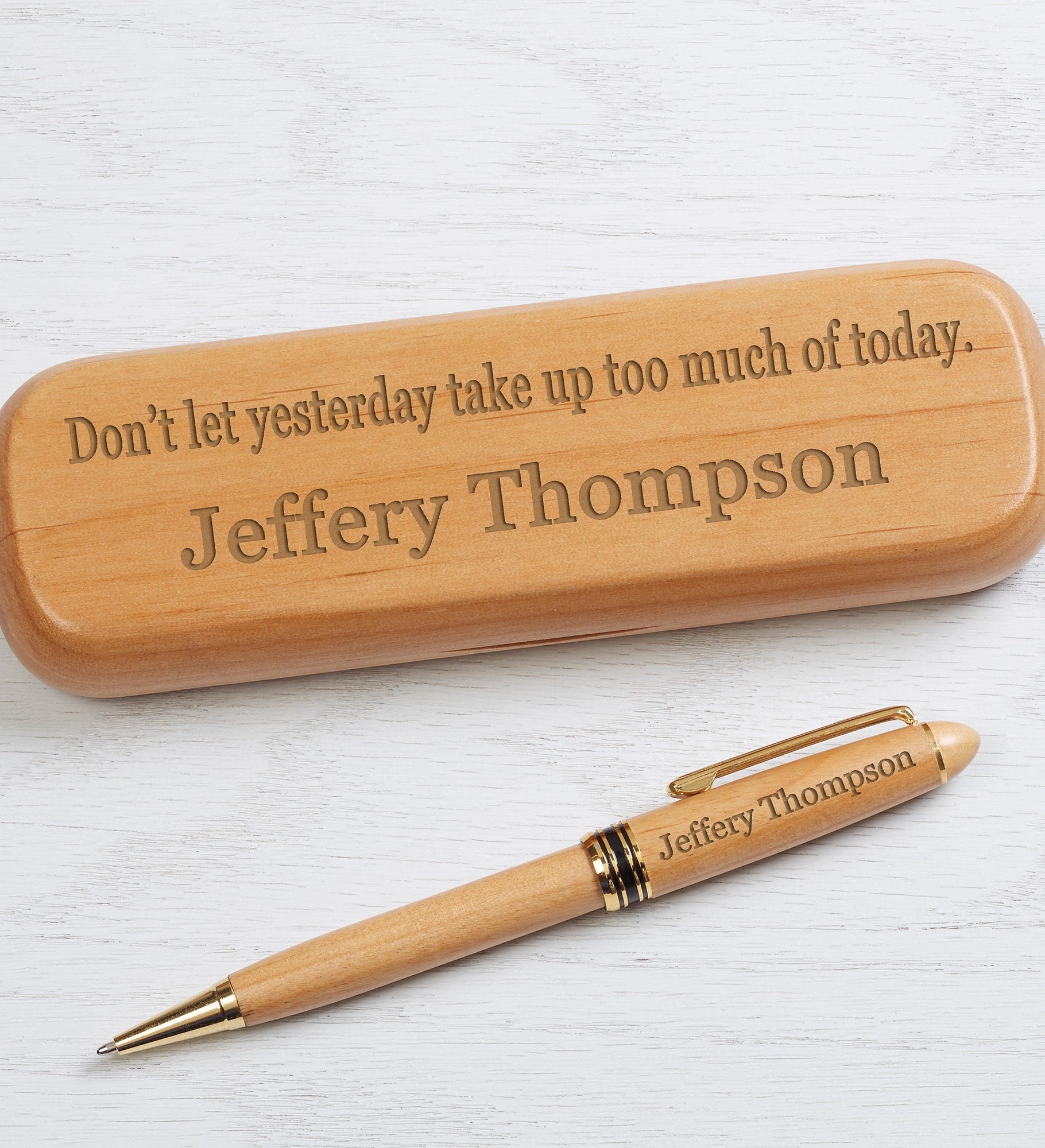 10 Quotes Personalized Alderwood Pen Set