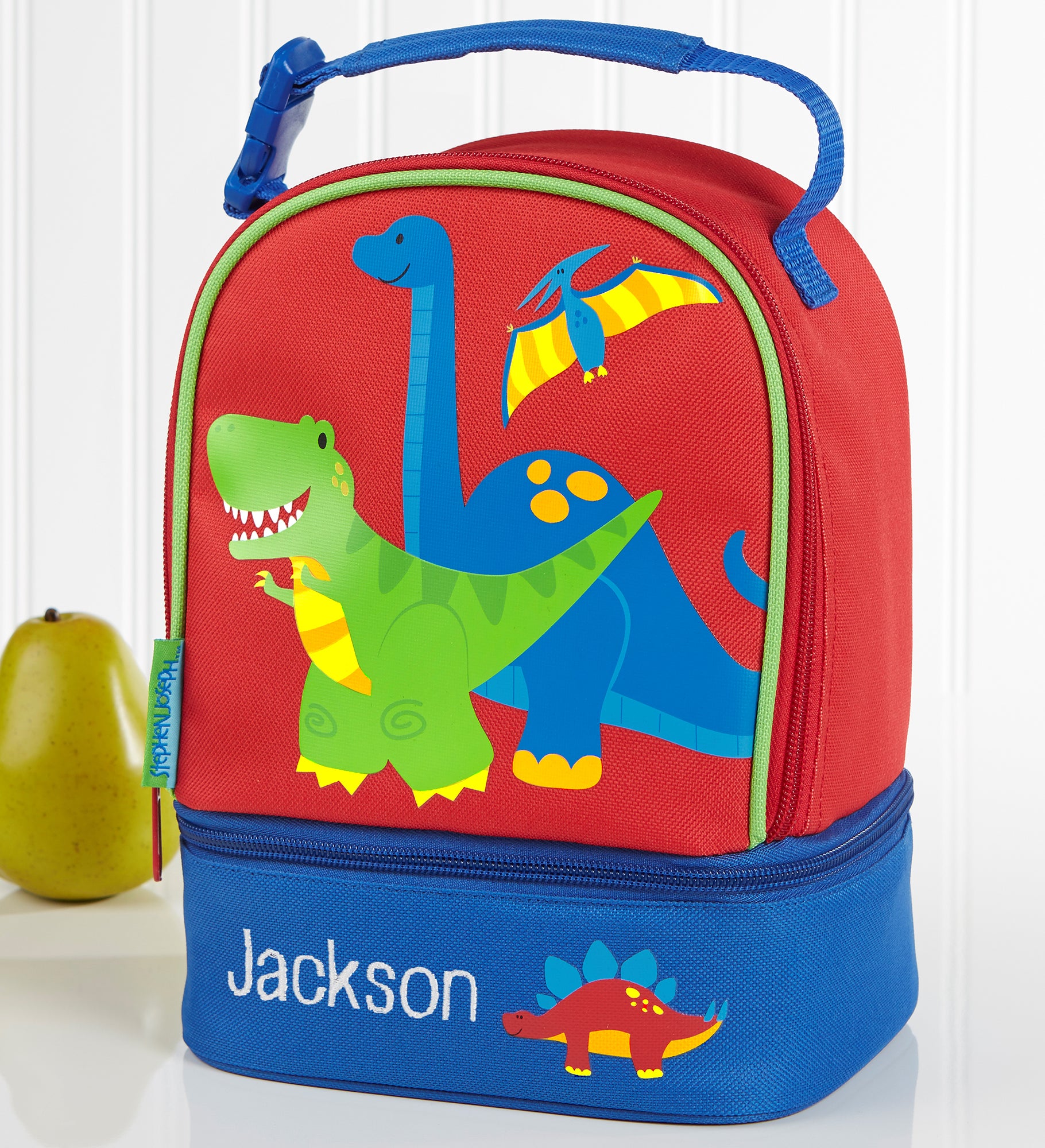 Red Dino Embroidered Lunch Bag by Stephen Joseph