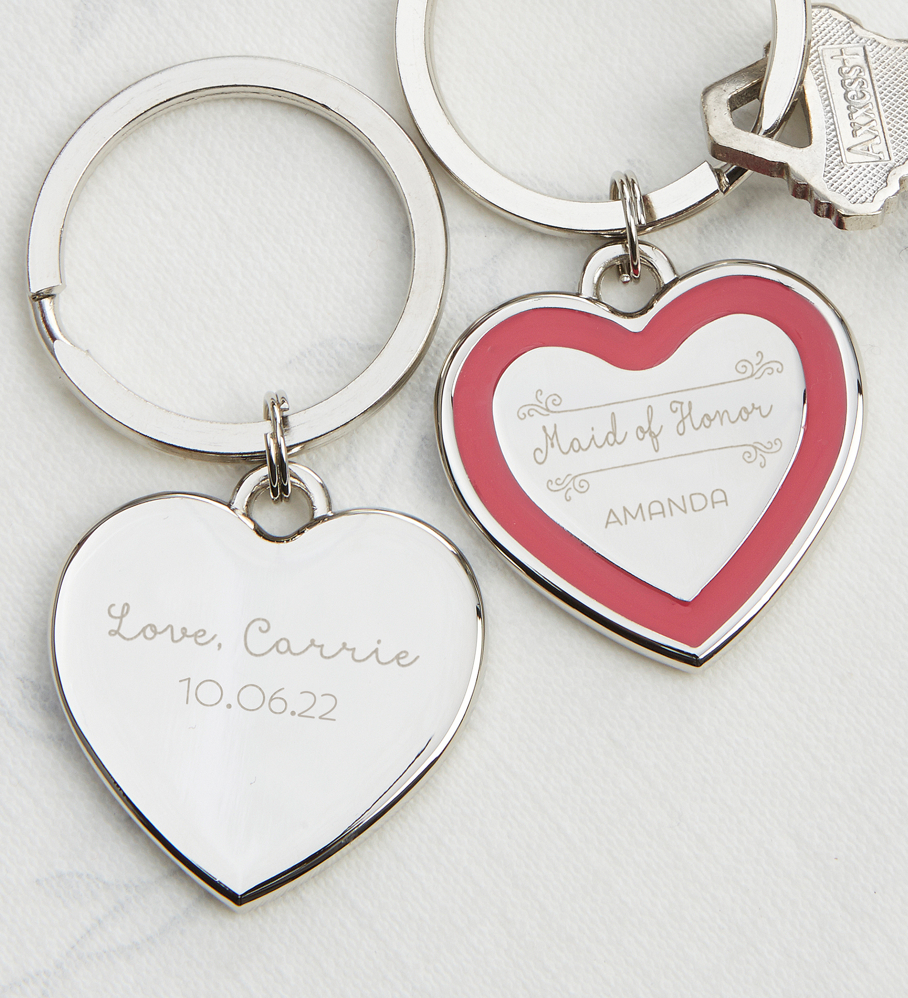 Personalized Bridesmaid Heart Keychain