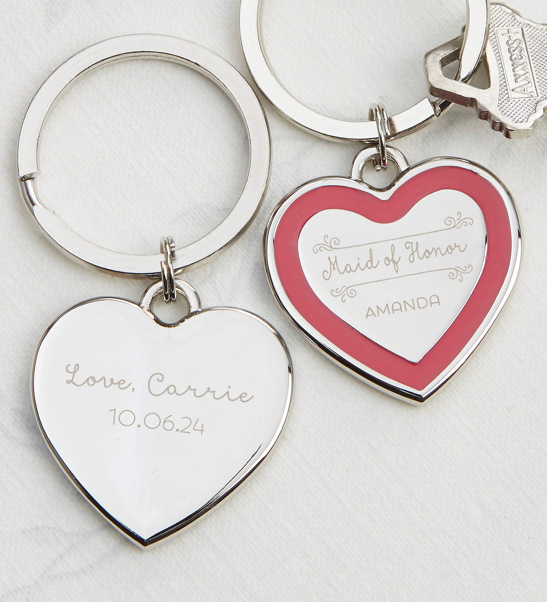Personalized Bridesmaid Heart Keychain