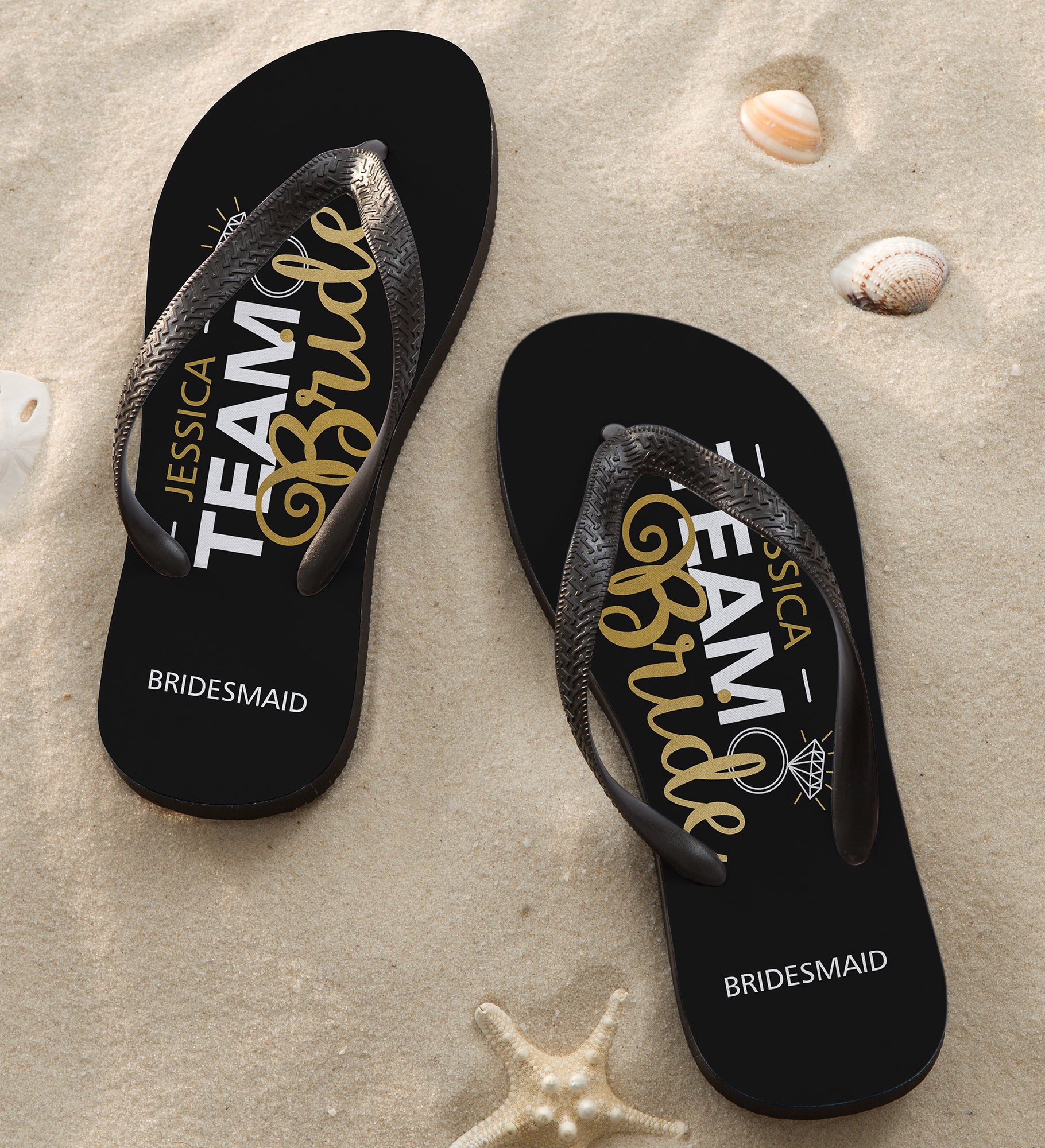 Team Bride Personalized Adult Flip Flops