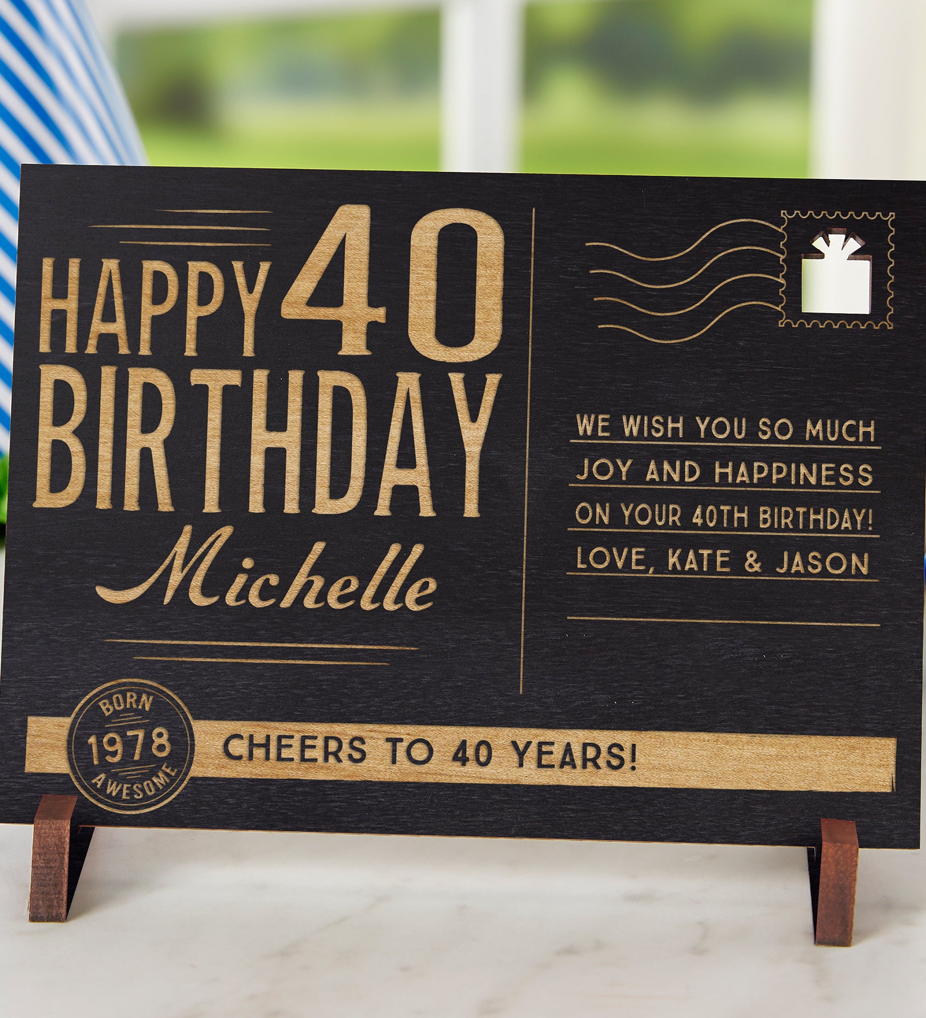 Sending Vintage Birthday Wishes To You Personalized Wood Postcard