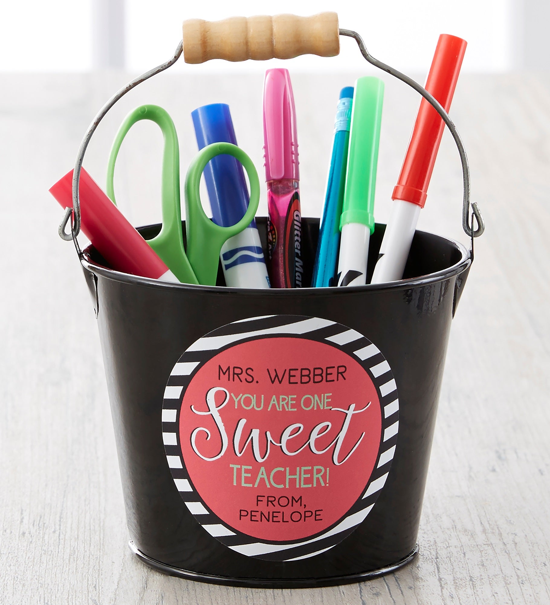 One Sweet Teacher Personalized Mini Metal Bucket