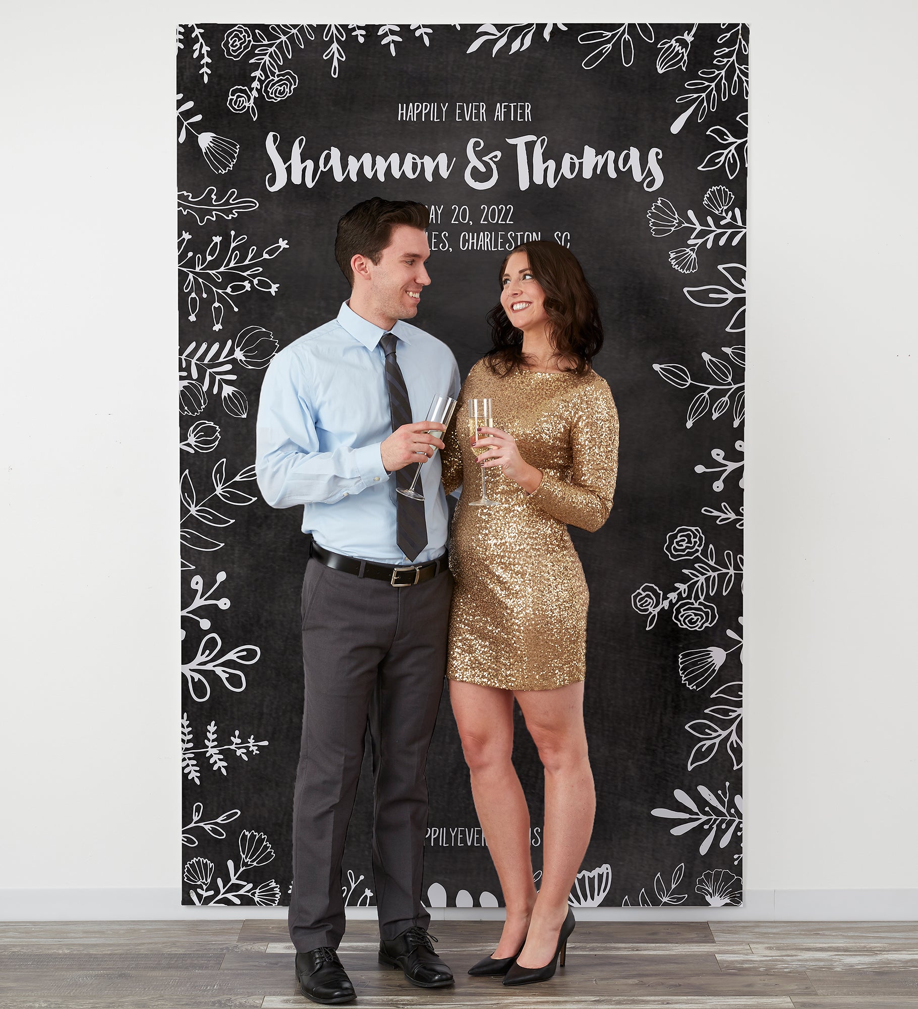 Chalkboard Personalized Wedding Photo Backdrop