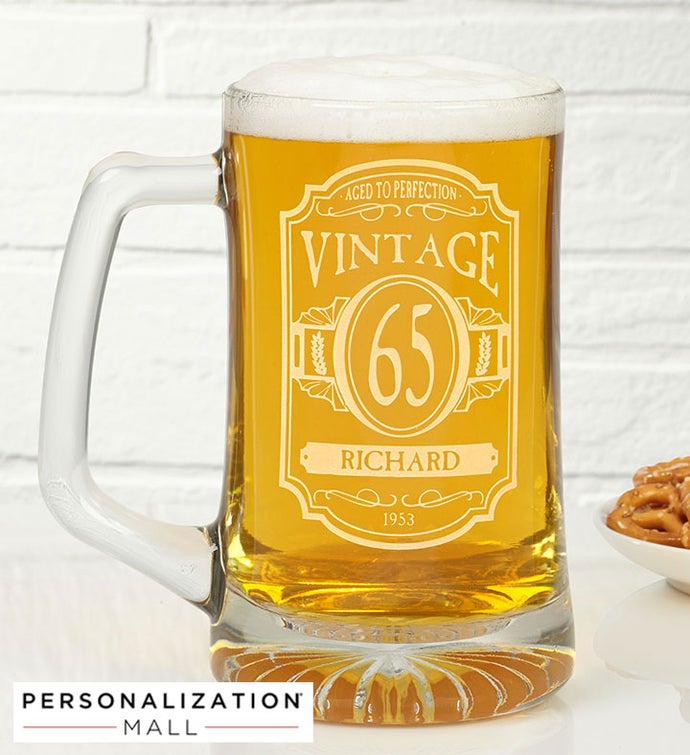 Personalized Vintage Deep Etched Beer Mug